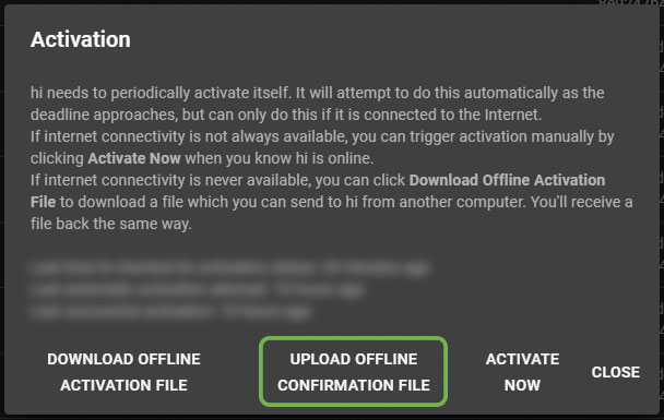 Uploading the confirmation file to the user interface